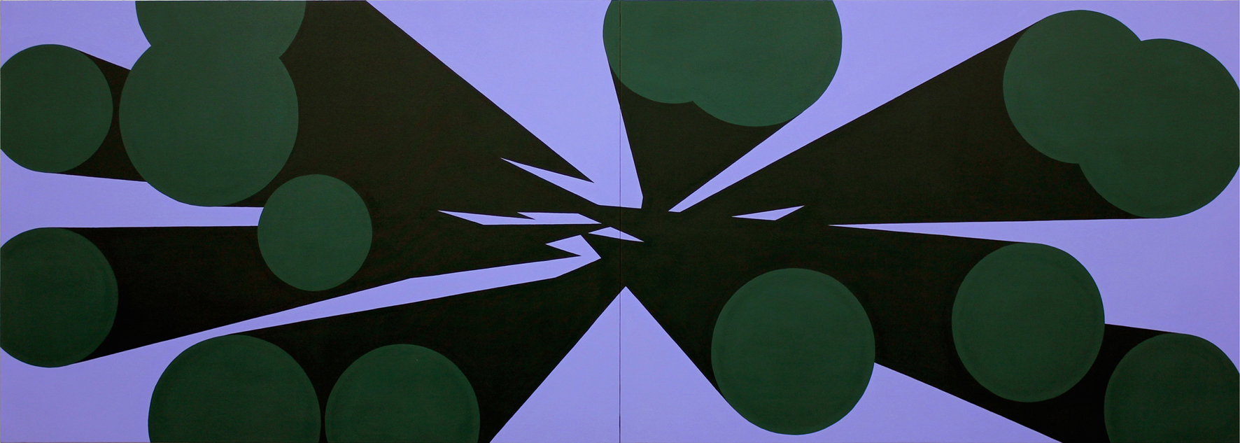 Memorias imaginadas, (diptych), 2014, acrylic on canvas, 114 x 325 cm.